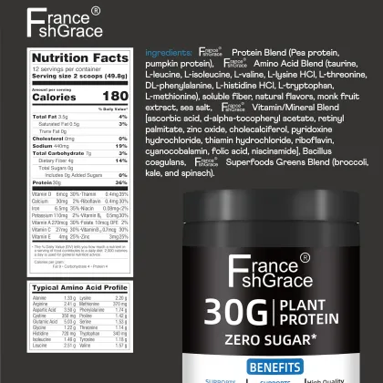 Plant protein zero sugar powder support Digestive Health
