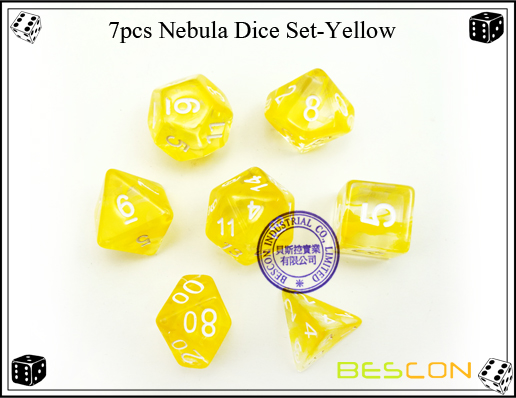 7pcs Nebula Dice Set-Yellow-4 7pcs Nebula Dice Set-Yellow-4