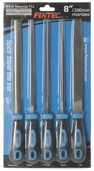 FIXTEC hand tools 8" T12 5pcs steel file set