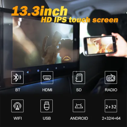 4K Car Headrest Monitor with 13.3/12.5 Inch Display: APK Software Install & Download for Smart TVs