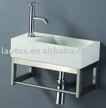 white marle bathroom sink