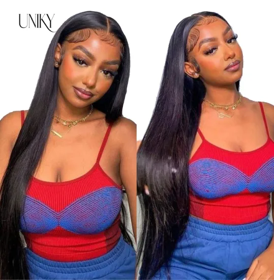 Uniky 13x4 Super Fine HD Lace Frontal Wigs Brazilian Straight Human Hair Wigs 150% 180% Human Hair Lace Wig For Black Woman