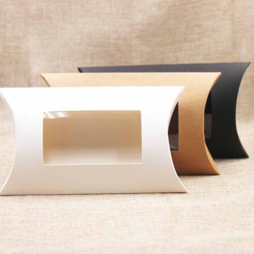 Wholesale Kraft Paper Pillow Box with Clear Window