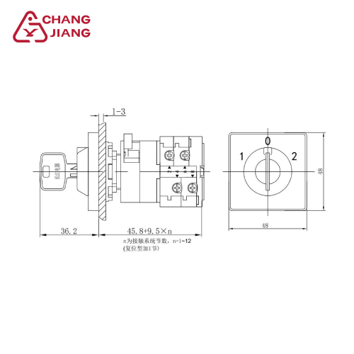 LW38D 16A Single-Slot Key-Operated Cam Switch