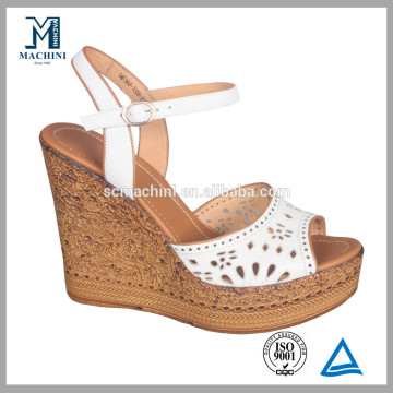 Comfort wedge outsole cow leather dropship woman sandals 2015