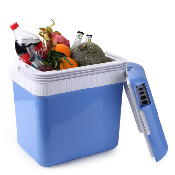 24L Blue 24V Cooler Box: AC/DC Electric Refrigerator for Travel and Camping
