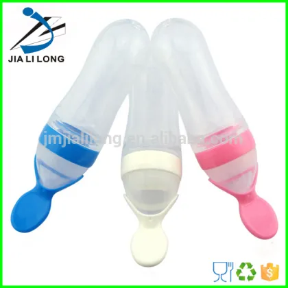 FDA rice paste bottle silicone baby feeding bottle with spoon