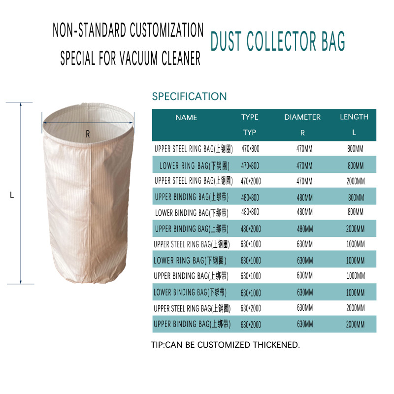 Industrial Filter Bag r for Vacuum Cleaners and Dust Collectors