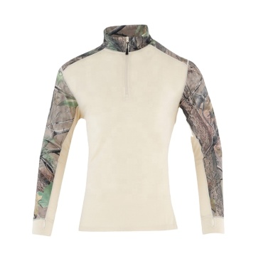 Custom Printing Logo 100% Merino Wool 1/4 Zip Up Men's Sport Hunting T-Shirt