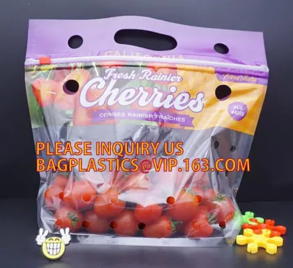 fresh cherries packaging bags with carrier handle, Pack Grape/cherry/Fresh Fruit packaging/Vegetable food Packaging Bag,