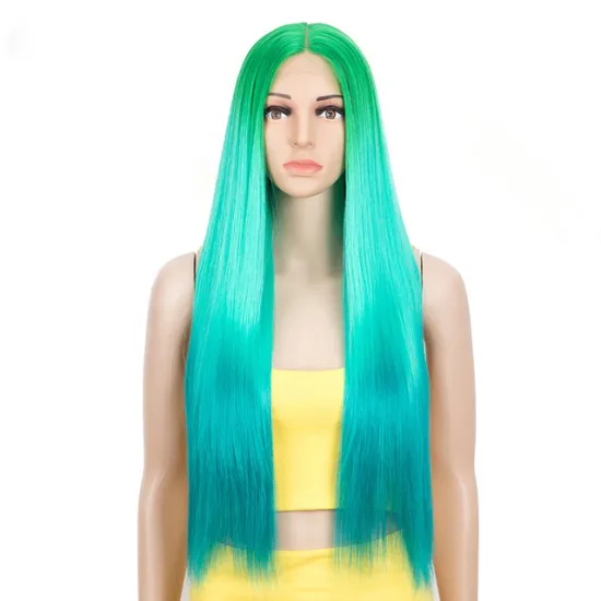 Rebecca Middle Part Ombre Long Straight Synthetic Lace Wig 30 inches High Temperature Heat Resistance Fiber Synthetic Lace Wigs