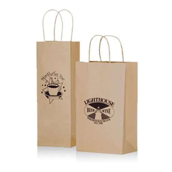 Wholesale Flat Kraft Paper Shopping Bag with Loop Handle