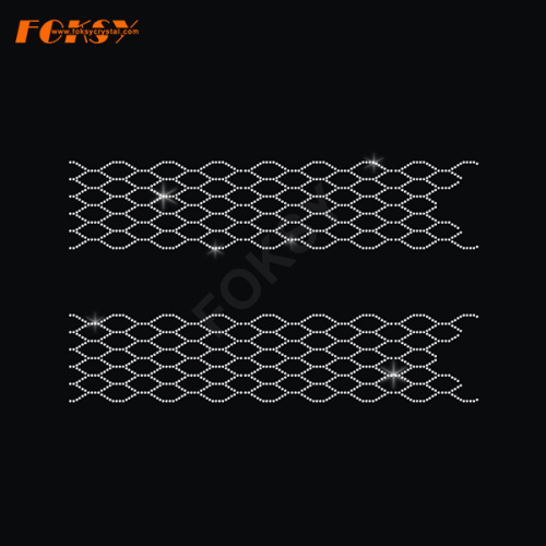 Wavy Lines Cheer Bow Hot-fix Rhinestone Transfer