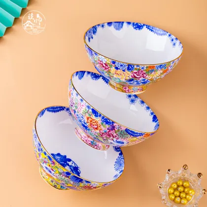 Modern 6 Inch Soup Bowl - High-Grade Doucai Porcelain, Anti-Scalding & Anti-Slip