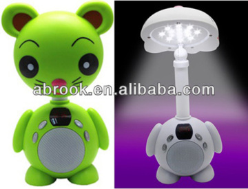 Cute cartoon LED portable mini desk lamp speaker