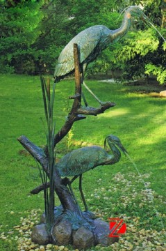 lover watering bronze statue birds sculpture
