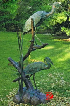 lover watering bronze statue birds sculpture
