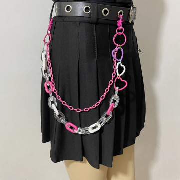Multilayer Pants Chain Fashion Heart Punk Multicolor Waist Chain Acrylic Hip-hop Chain Keychain