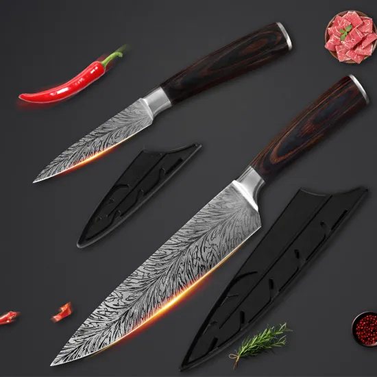 QING Chef's knife Slicing Carving Knives Set 8/3.5 inch Cooking Tool Japanese Stainless Steel Razor Sharp Blade Stain Resistant