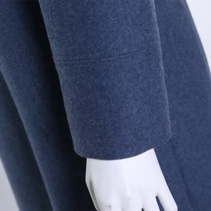 Superior Quality long overcoat women top brand winter dark blue wool coat long women