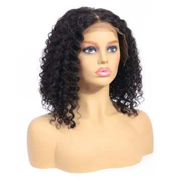 Women Lace Frontal 13*4 Wig For Beginners 1b Mongolian Natural Color Hair Remy Short Bob Cut Wholesale Mongolian Kinky Curly Wig