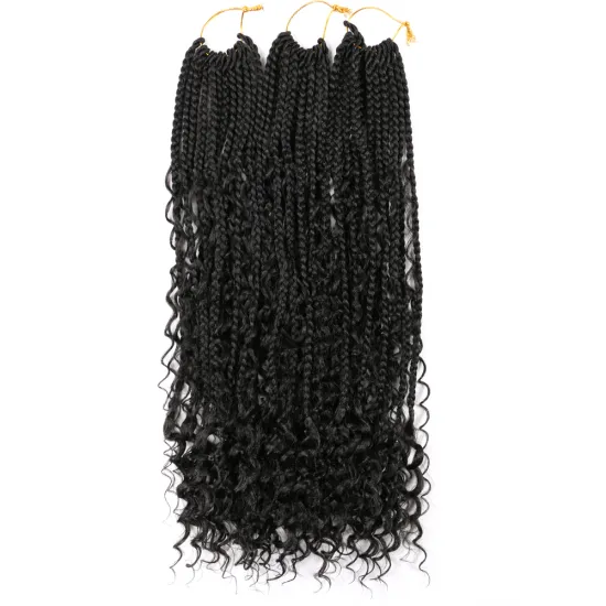 Synthetic Curly Box Braids Bohemian Curly Crochet braided hair African Low Temperature Fiber Braiding Fiber Hair Bundles