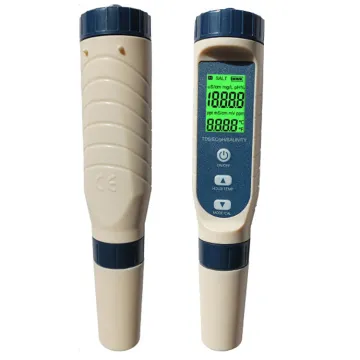 5-in-1 Digital Hydrogen Meter for Home Farm Hydroponics and Laboratory (0.01-14.00 pH, 0-10000 ppm, 10.1-200 ppt)