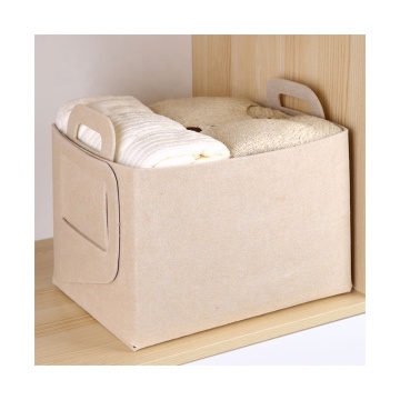 Panier de rangement de placard pliable en feutre avec poignées