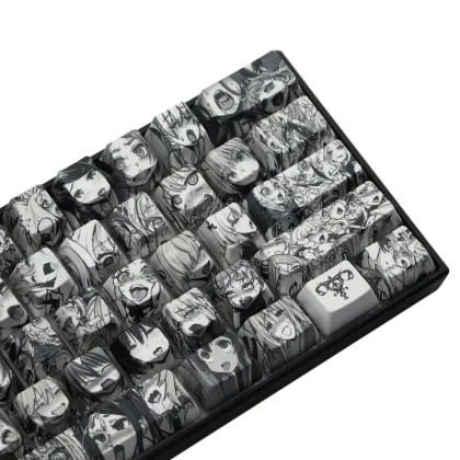 PBT 71 key Ahegao Keycap Dye Sublimation OEM Profile Japanese Anime Keycap For Cherry Gateron Kailh switch GK61 GK64