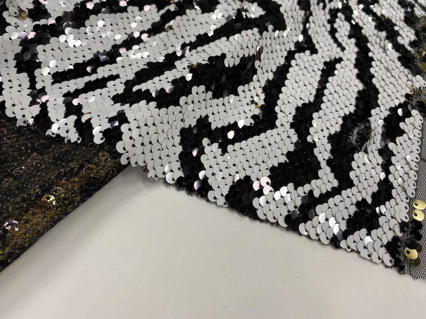 Black White Sequin Embroidery Fabric