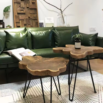 Modern Irregular Shape Wooden Coffee Table with Legs - MORE DESIGN