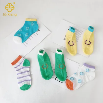 Smiley face socks, bright colored children's socks