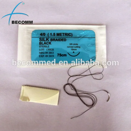 Black braided silk surgical suture