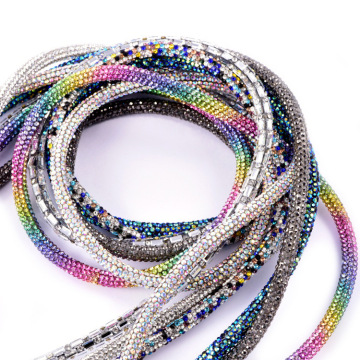 Hot Sale: 1-yard Crystal AB Strass Tube Crystal Cord Rhinestone Trim Banding and Glass Crystal Chain for Jewelry and Bag Crafting