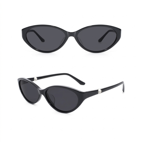 Retro Oval Pearl Temple UV400 Sunglasses