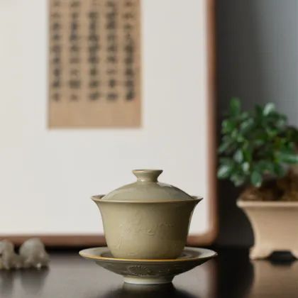 Jingdezhen Ding Ware Yellow Sancai Gaiwan Tea Cup