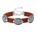 Turquoise Ethnic Bracelet Black Brown Leather Bangle for Women Fashion Bracelet for Men