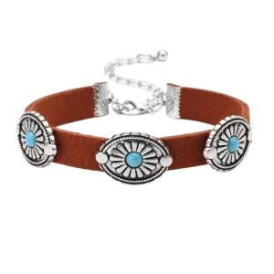 Turquoise Ethnic Bracelet Black Brown Leather Bangle for Women Fashion Bracelet for Men