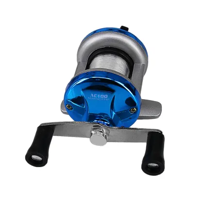FishGang Mini Fishing Reel Plastic Metal Body AC100 with Free Line 1BB Ice Raft Drum Fishing Vessel Reel