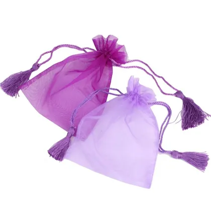 Personalized tassels organza bag with organza fabric