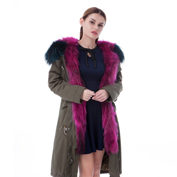 Outwear roxo do inverno da pele