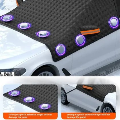 Thickened Magnetic Snow Cover for Black Car with Antifreeze Half Cover