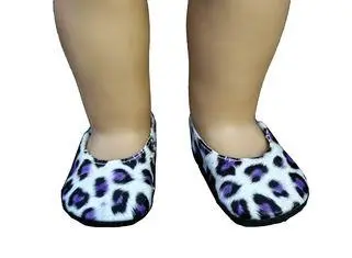 Purple And White Leopard Doll Shoes , 18 inch Doll Shoes Sa