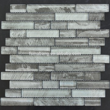 MB23198-1 strip random ink jet print crystal glass mosaic tile
