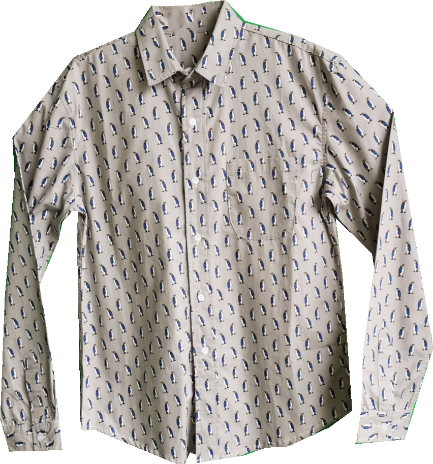 Men Casual Cotton Penuins PrintLong Sleeve Shirt