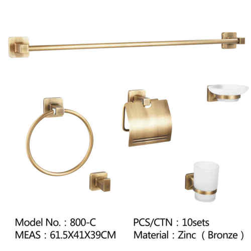 Home & Hotel MOQ 1piece Romantic Wall Mounted Antique Brass Gold Colored Bathroom Accessories Sets