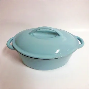 Oval Blue Enameled Cast Iron Braiser