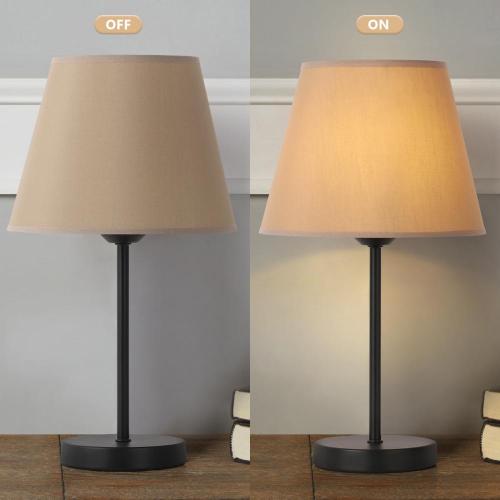 Modern Desk Lamp with Light Brown Fabric Lampshade