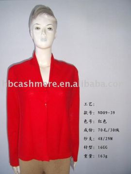 women's cashmere/wool blended cardigan -V neck