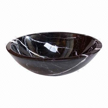 Natural China Black Marquina Marble Sink, Half Round Shape